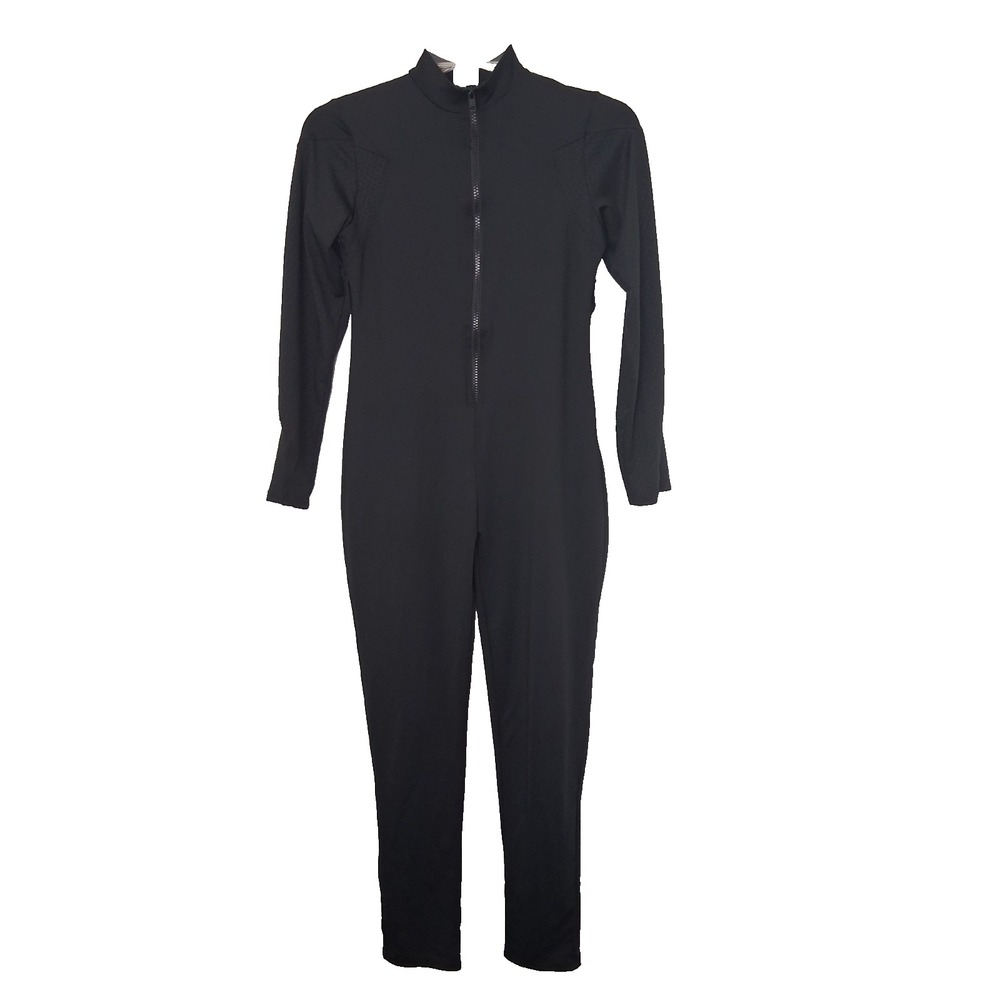 Spirit Halloween Black‎ Zip Up Black One Piece Body Con Suit Size Large